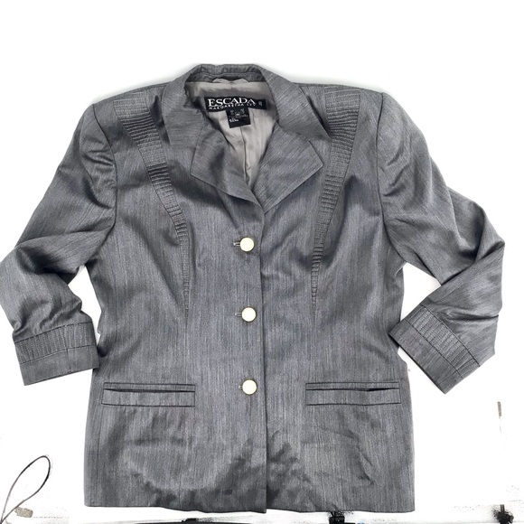 Vintage Escada by Margaretha Ley Gray Blazer Size 44 - Picture 6 of 11